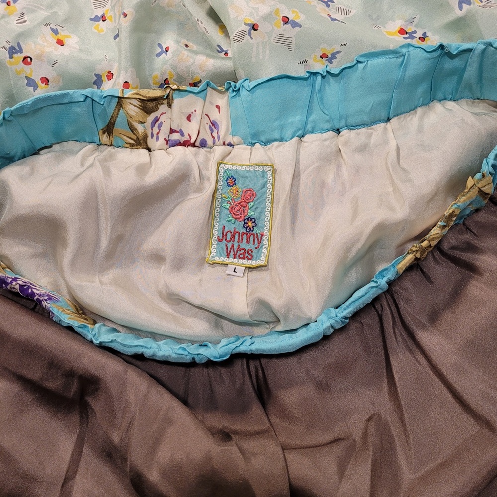 Johnny Was 100% Silk Boho Maxi Floral Skirt w/ Silk Lining Size Large - Picture 3 of 13